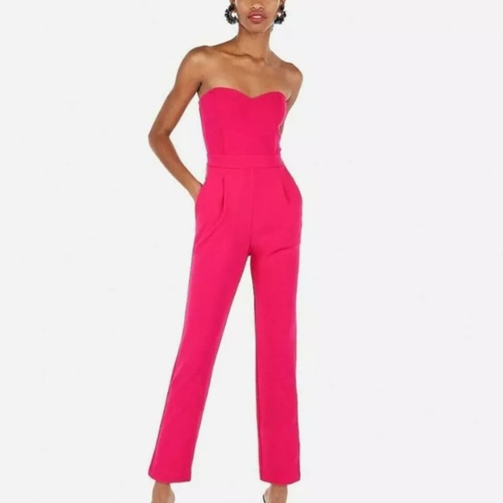 NWT Hot Pink Sweetheart Neckline Express Jumpsuit